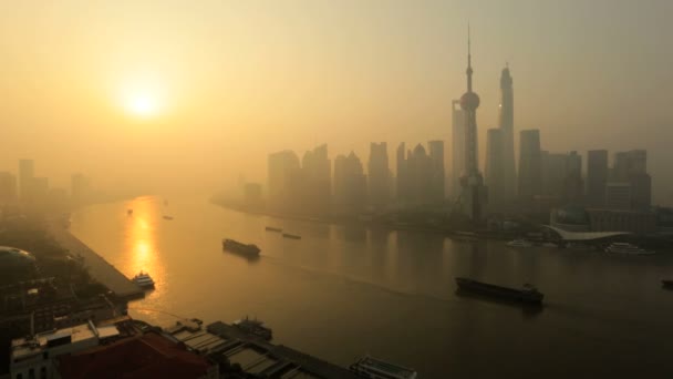 Shanghai Financial district at sunrise — Stock Video