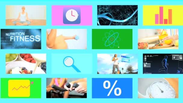 3d Video Montage Wall Multi Ethnic Healthy Yoga Lifestyle App Motion Graphics