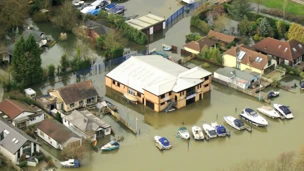 Residential flooding wide area, England, UK — Stock Video