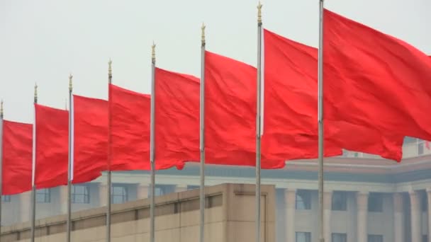 Kinesiska flaggan Himmelska fridens torg Beijing Kina Asien — Stockvideo