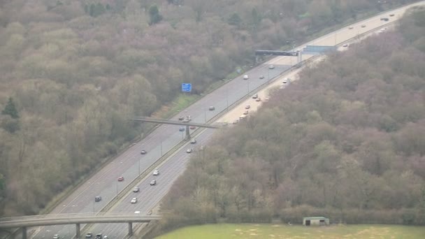 Aerial view rural Motorway England — Stock Video