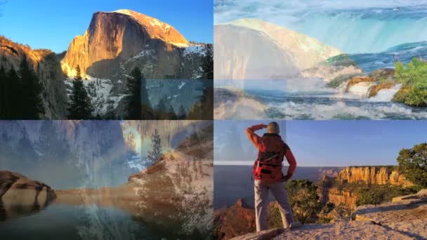 Montaje de pared 3D EE.UU. famoso destino de viaje caminando cañones estilo de vida — Vídeos de Stock