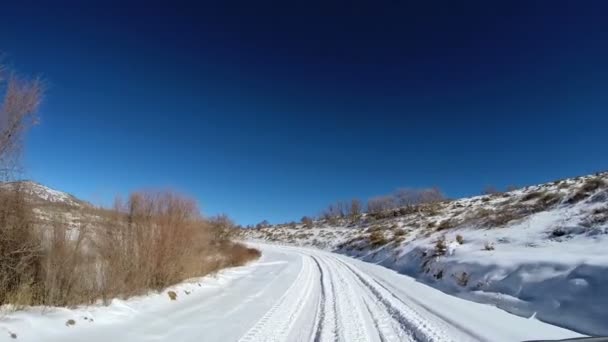 Conducir a través del paisaje nevado — Vídeo de stock