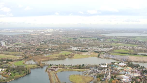 Overstroomd landschap Thames Valley snelweg, Engeland, Uk — Stockvideo