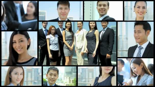 CG video montage Asian business corporate successful team strategy — Stock Video