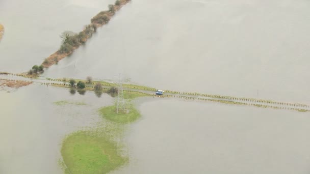 広範囲にわたる川洪水、イングランド、英国 — ストック動画