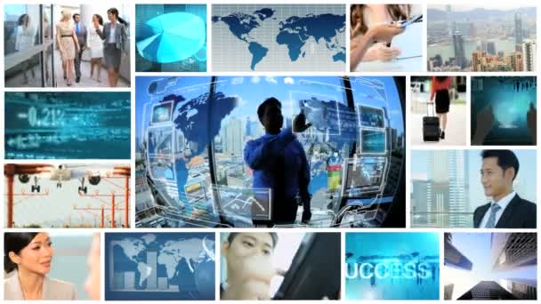 3D video montage Multi etniska business multimedia resor rörlig grafik — Stockvideo