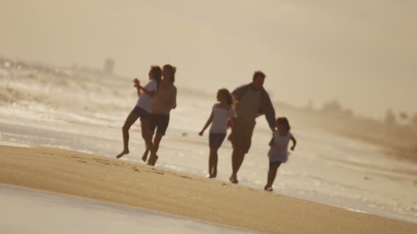 Meisjes met ouders genieten van vakantie — Stockvideo