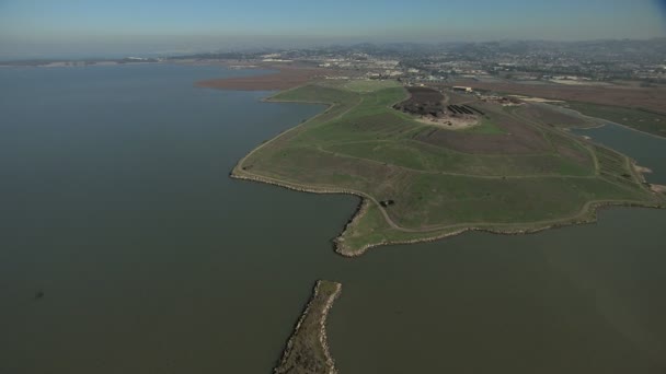 Aerial California coastline USA Landfill nr San Francisco — Stock Video