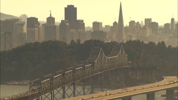 Aerea Oakland Bay Bridge costruzione San Francisco — Video Stock