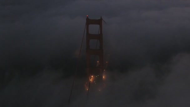 Antenowe mgła morze zachód słońca San Francisco Bay Golden Gate Usa — Wideo stockowe