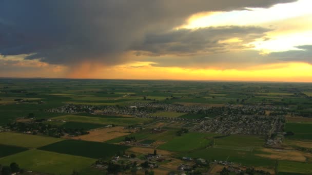 Aerial USA Idaho Sunset Cultivos Vegetación Campo Tierras cultivables — Vídeo de stock