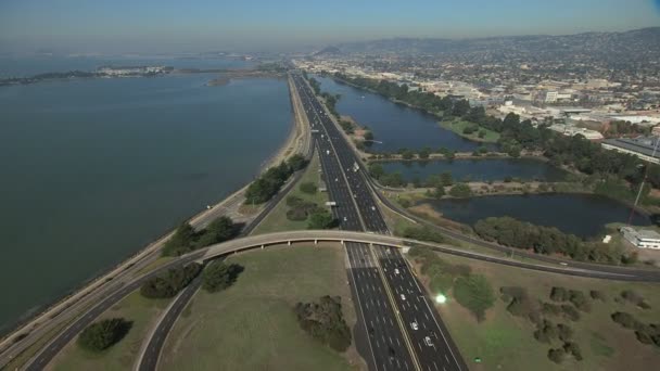 Aerial Pacific coastline Interstate 80 San Francisco USA — Stock Video