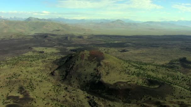 Aerial Idaho USA lava vegetation travel volcanic hiking — Stock Video