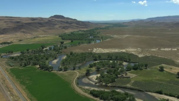 Pastvin řeka údolím vegetace suché podnebí orné — Stock video