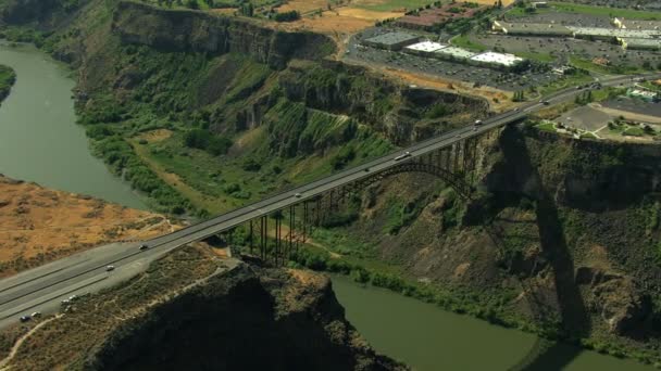 天线爱达荷州美国双瀑布珀桥河峡谷 — 图库视频影像