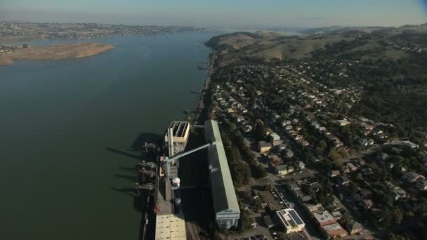 Antenn Port i Stockton Carquinez Strait Kalifornien Usa — Stockvideo