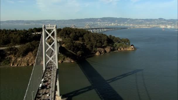 Міст через затоку San Francisco Окленд Сіті — стокове відео