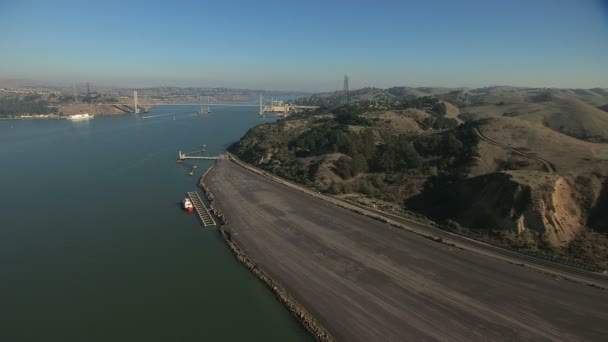 Aerial Stockton Carquinez Bridge California USA — Stock Video