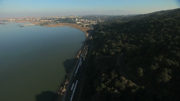 空中 San Francisco Carquinez 海峡船美国加利福尼亚 — 图库视频影像