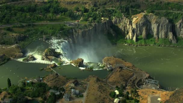 Antenas Idaho USA Twin Falls Shoshone Park Canyon Waterfall — Vídeos de Stock