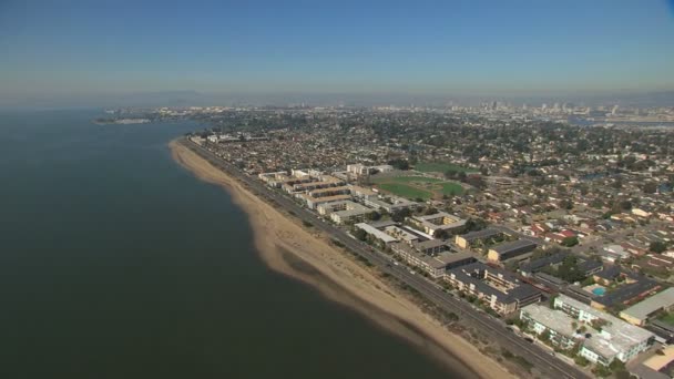 Aerial Alameda beach Shoreline suburbs San Francisco USA — Stock Video