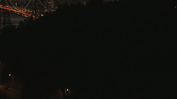 Ηλιοβασίλεμα πόλη San Francisco γέφυρας κόλπων του Όουκλαντ — Αρχείο Βίντεο