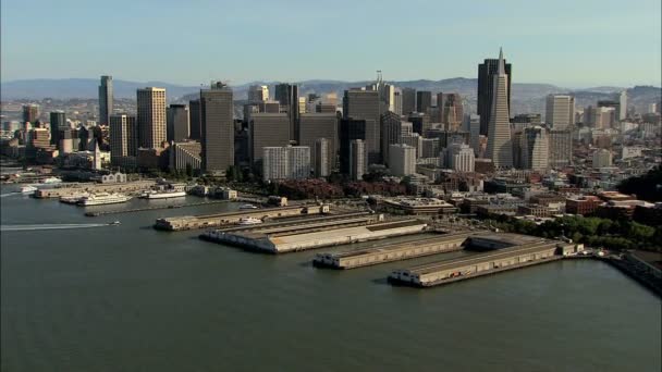 California USA San Francisco city skyscraper Wharf — Stock Video