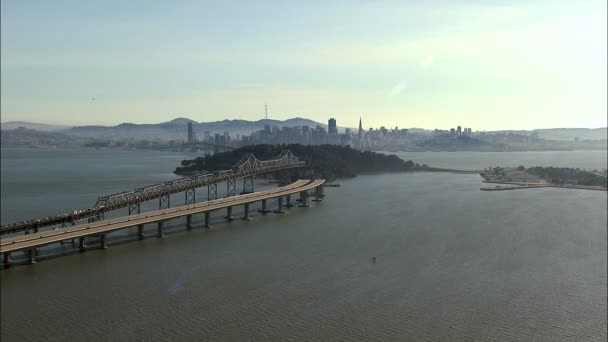 Construção da ponte aérea de Oakland Bay Bridge San Francisco — Vídeo de Stock