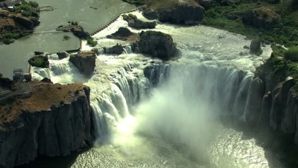 Antenas Idaho USA Twin Falls Shoshone Park Canyon Waterfall — Vídeos de Stock