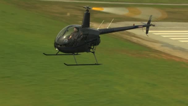 Aerials California helicopter take off airport — Stock Video