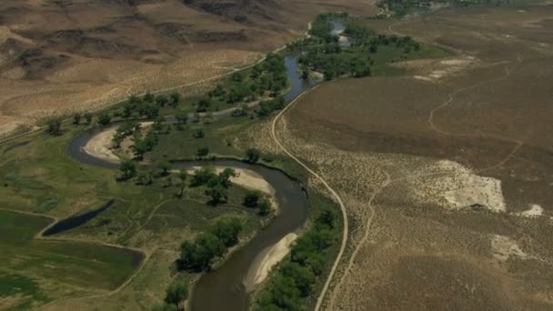 Rangeland River Valley Vegetación Sequedad Oasis Clima USA — Vídeo de stock