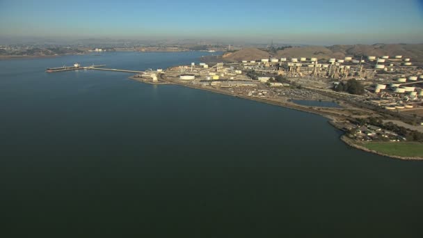Aerial Industrial Coastal Petroleum Oil San Francisco USA — Stock Video