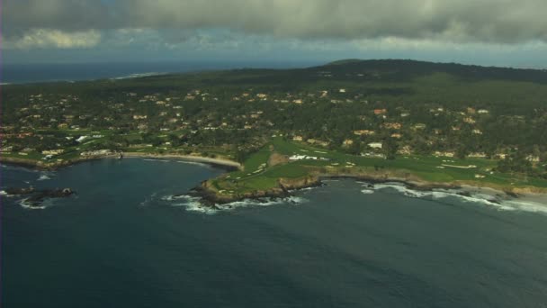 Aerial Pebble Beach coastline Monterey California USA — Stock Video