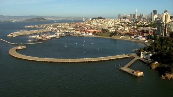 Vzdušný san francisco fishermans wharf — Stock video