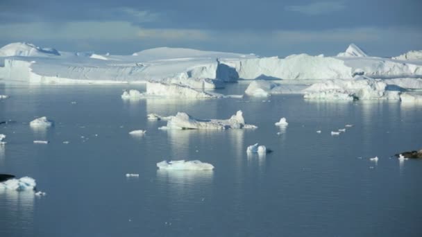 Ilulissat Hafen und Diskobucht und Gletscher — Stockvideo