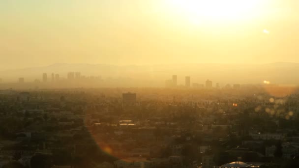 Los Angeles city downtown with haze and sunlight — Stock Video
