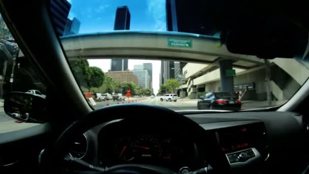 Driving city streets Financial district — Stock Video