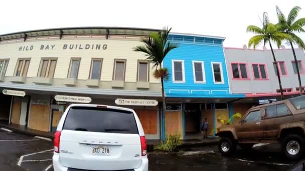 Hilo Downtown na tropische orkaan — Stockvideo