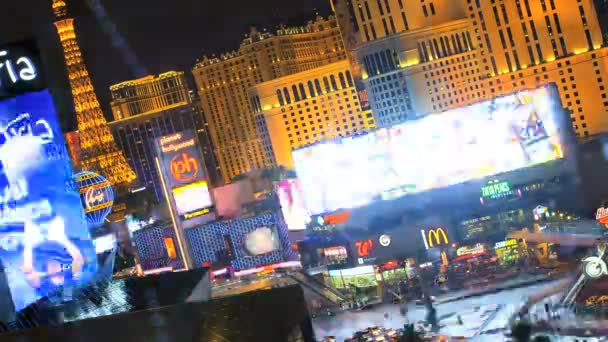 Las Vegas malam neon lampu tanda-tanda — Stok Video