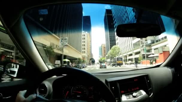 Driving business district downtown city — Stock Video