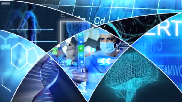 Montaje 3D ciencia médica gráficos en movimiento — Vídeos de Stock