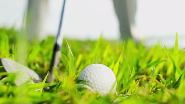 Golfový hráč hraje na hřišti golf — Stock video