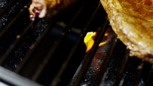 Steak grillé à la flamme biologique fraîche Choix santé pour manger Saveur barbecue — Video