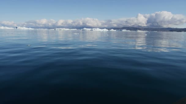 Diskobucht Grönland schwimmender Gletschereisberg — Stockvideo