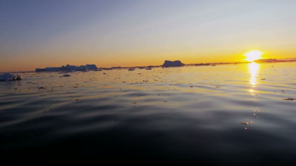 Disko záliv Grónsko plovoucí ledové ledovce — Stock video
