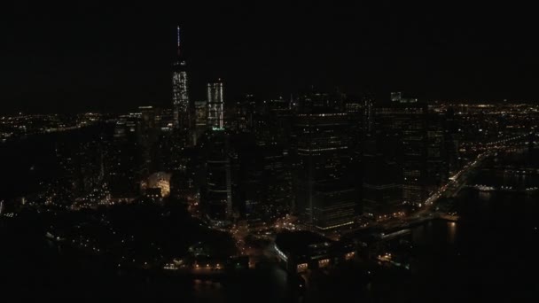 Manhattan verlichte wolkenkrabbers New York — Stockvideo