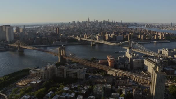 Нью-Йорк Бруклінський міст Манхеттен — стокове відео