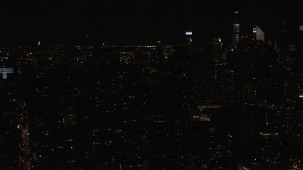 Illuminated Manhattan skyscrapers New York — Stock Video