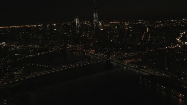 Manhattan iluminado arranha-céus Nova York — Vídeo de Stock